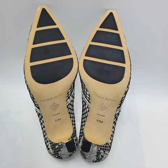 Donald J Pliner Perie M3 Mesh Black Silver Snakeskin Pointed Toe Heels Pump Shoe - Picture 9 of 12